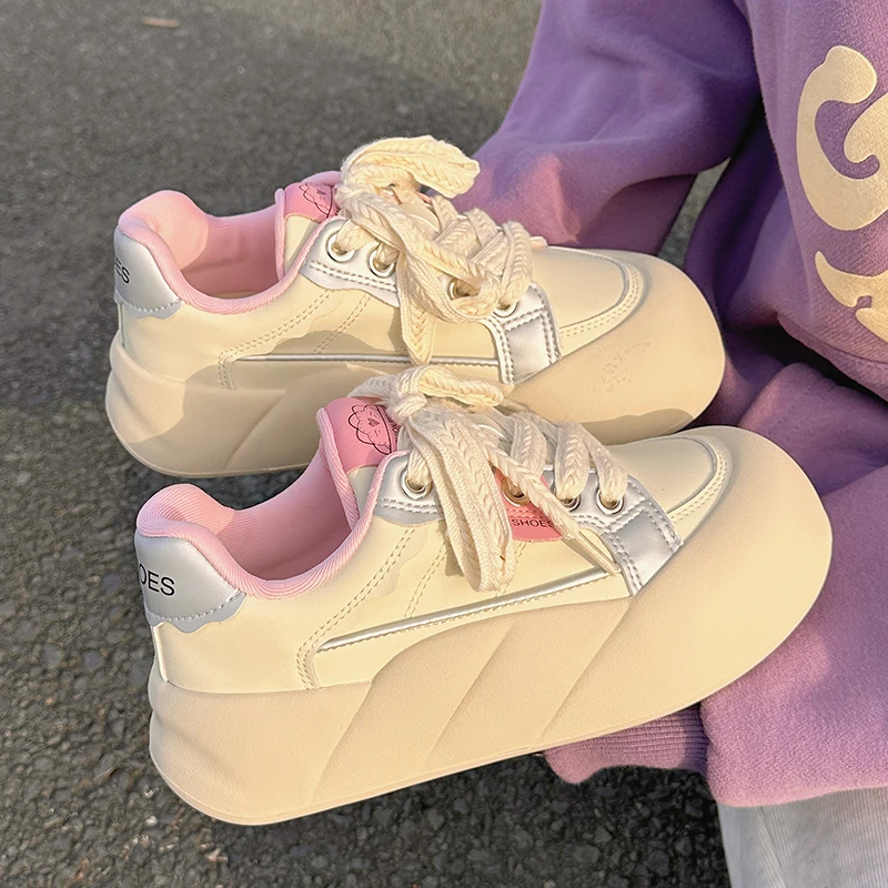 ABC女童鞋2025春秋新款运动板鞋中大童时尚百搭小白鞋学生面包鞋