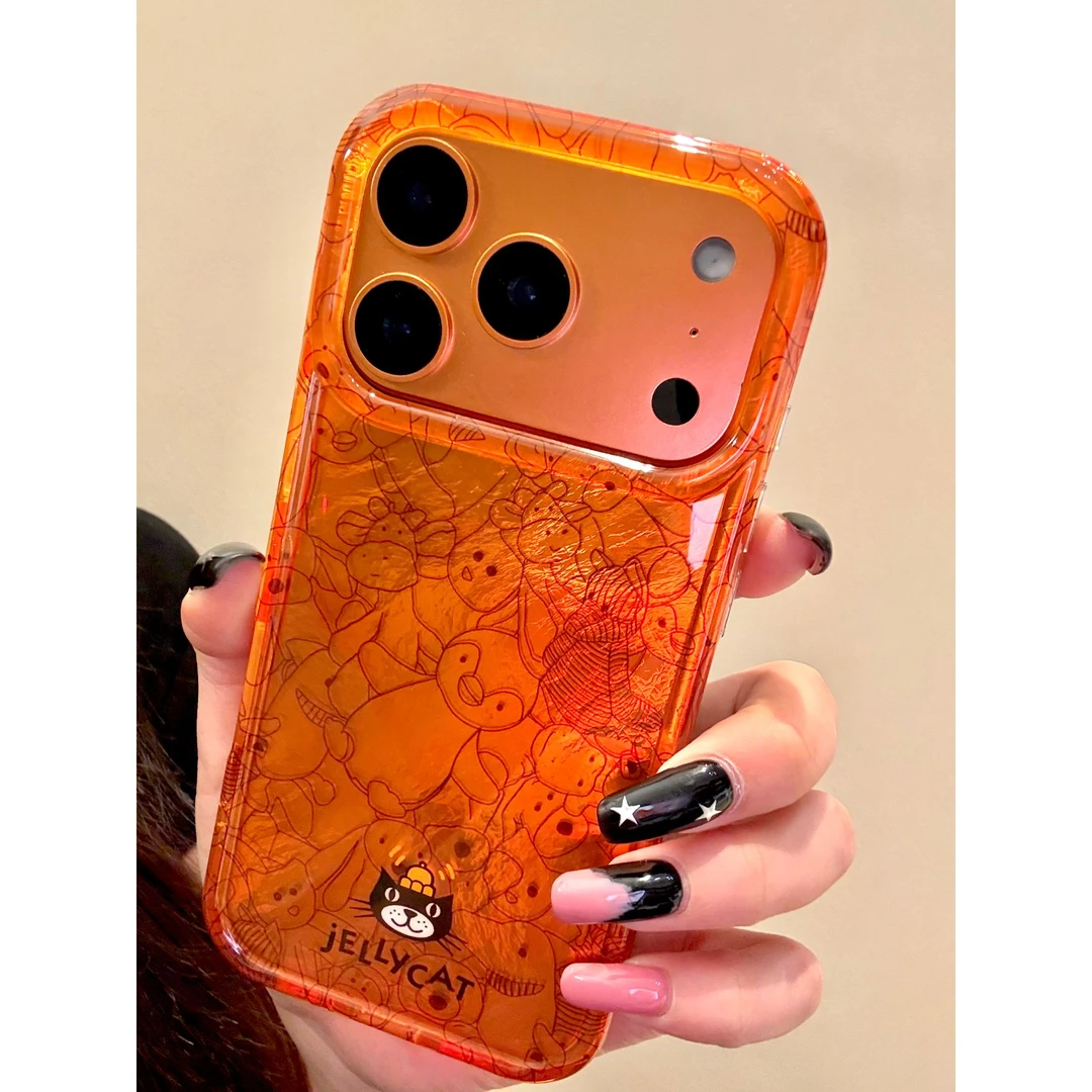 适用苹果iphone17promax线条小动物16pro韩系15个性14ins手机壳