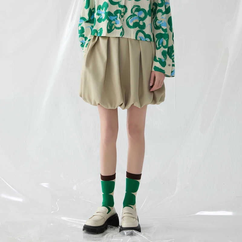 谜底花苞裙半身裙女2025春季新品复古俏皮可爱短裙半裙251MB0124