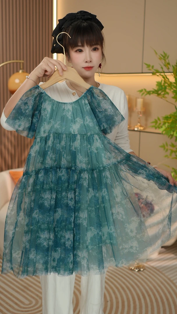 韩版童装夏季新款女童洋气薄款碎花连衣裙中大童舒适高腰宽松长裙