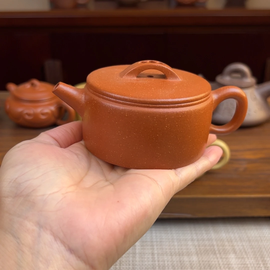 茶壶紫砂红降坡汉瓦半手140cc