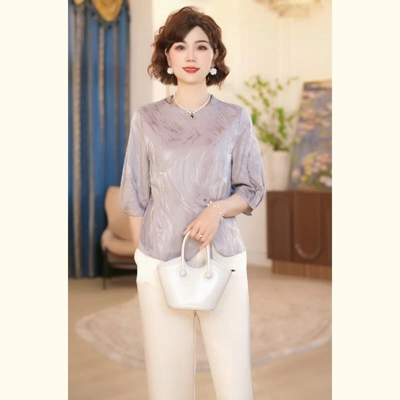 2025新款洋气中老年女装两件套中年妈妈国风春夏新中式上衣服套装