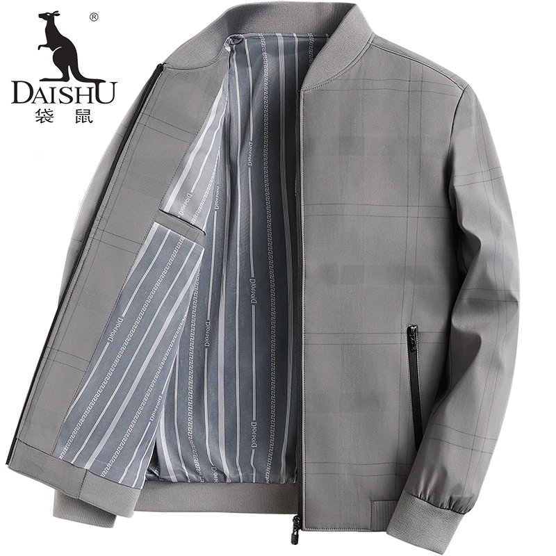 袋鼠春秋新款男士夹克中老年商务休闲棒球领宽松休闲商务男士外套