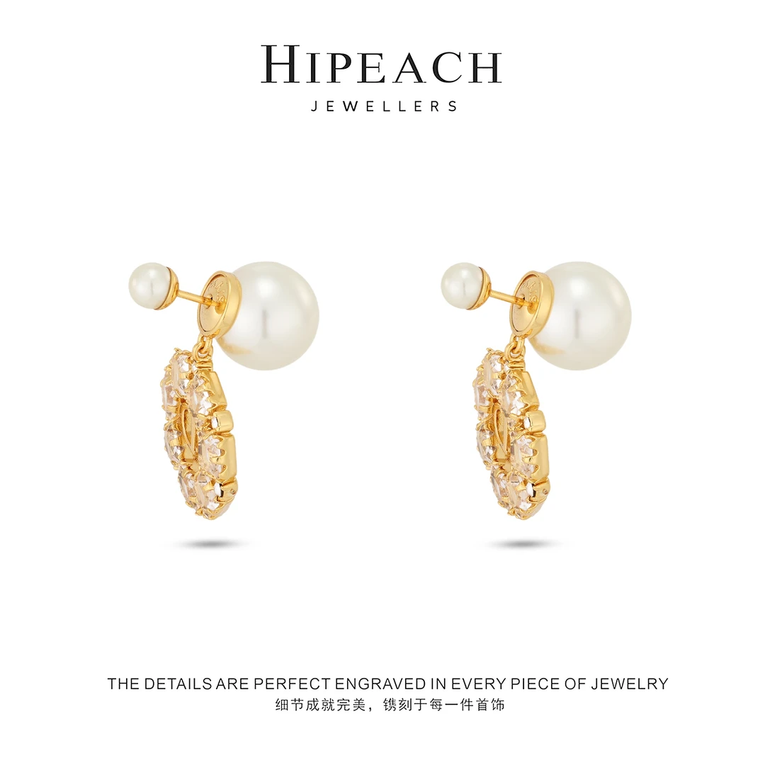 铜合金合成锆石耳饰   ♠天天♠繁花双珠耳环HTMY0027