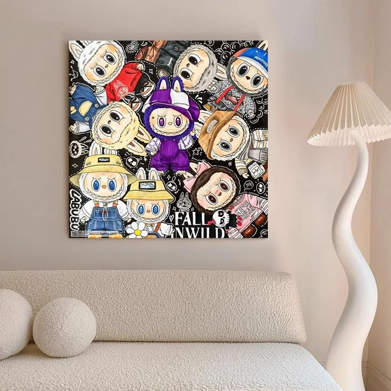 《拉布布》治愈系壁画儿童房客厅餐厅装饰画小众艺术玄关摆台挂画