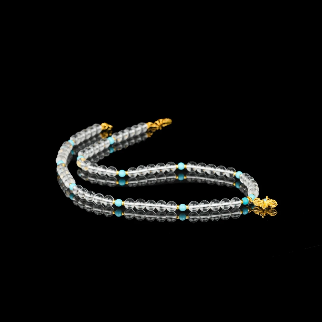 ZOCAI/佐卡伊古法黄金足金十字金杵白.水.晶项链