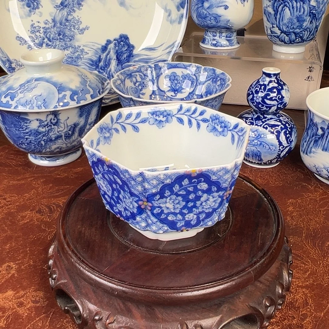 杯子瓷青樵轩春和景明六方杯