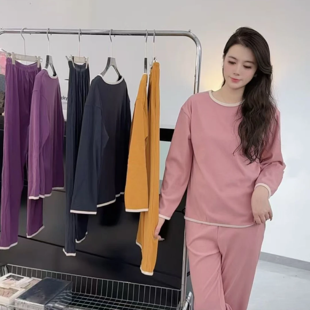 Lucky 大码女装高品质小熊质感柔软舒适宽松长袖长裤家居服