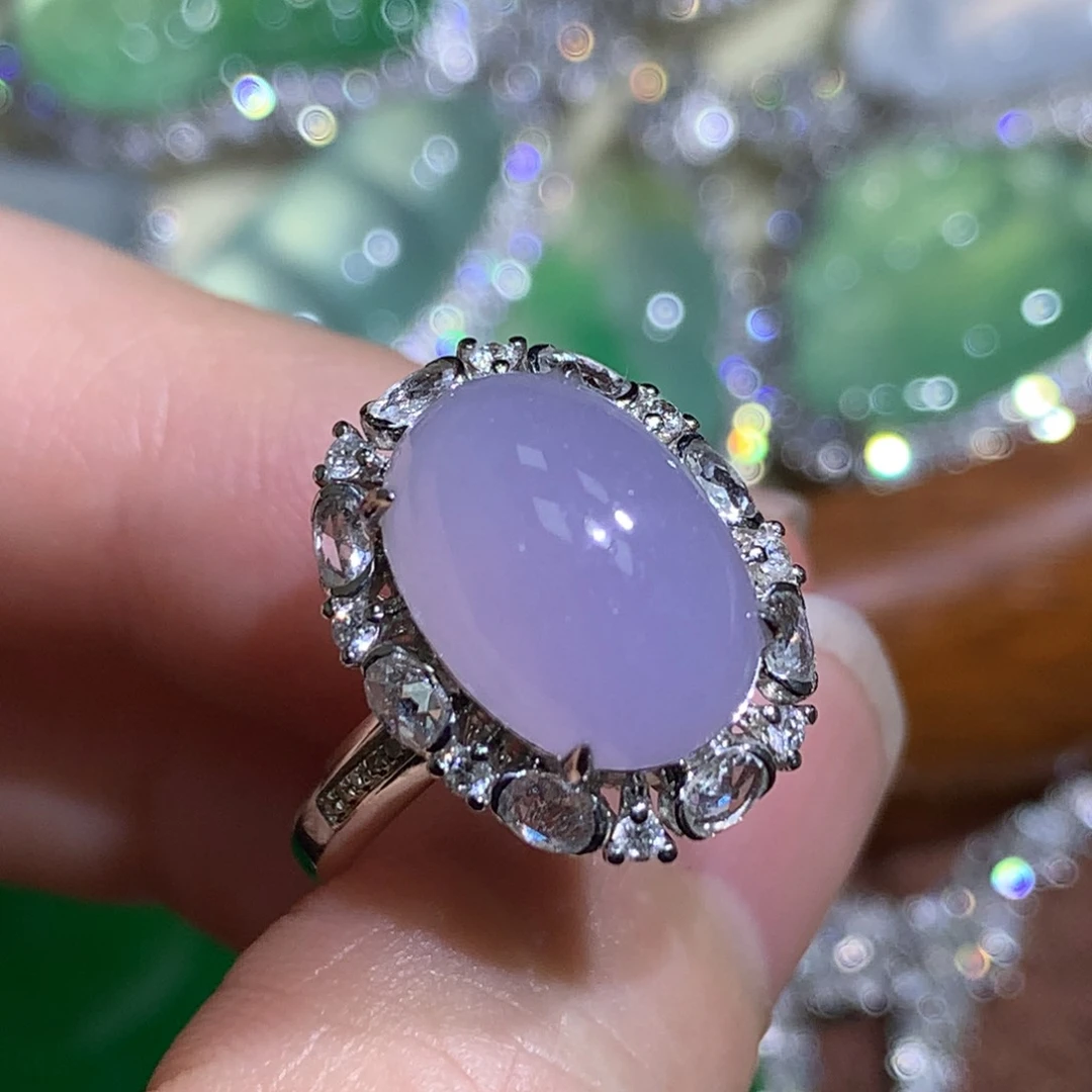 翡翠戒指18K金镶嵌戒指