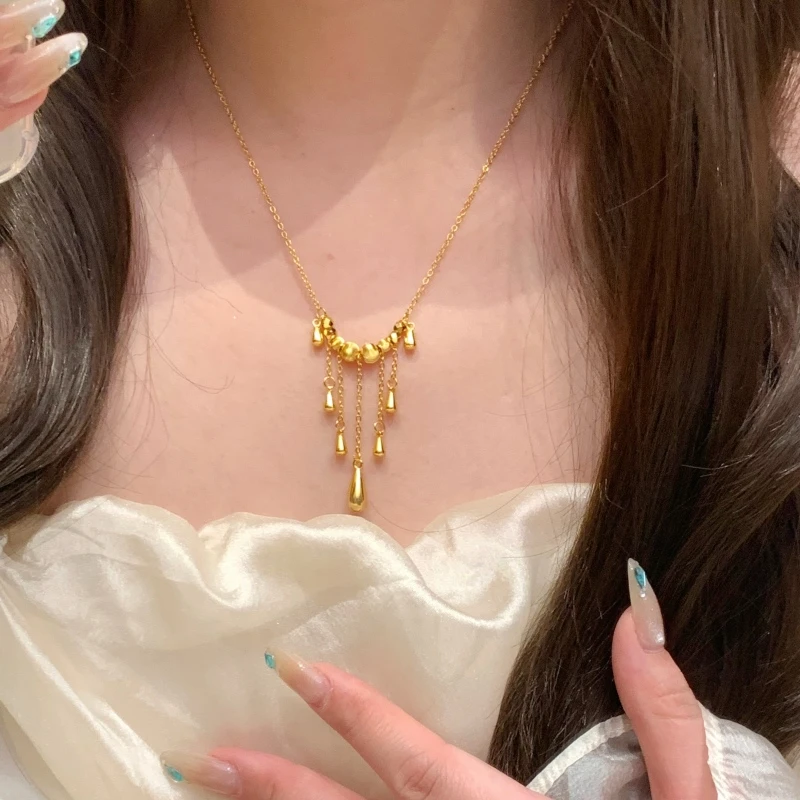 铜合金吊坠 蹦迪珠猫眼水滴项链 S117