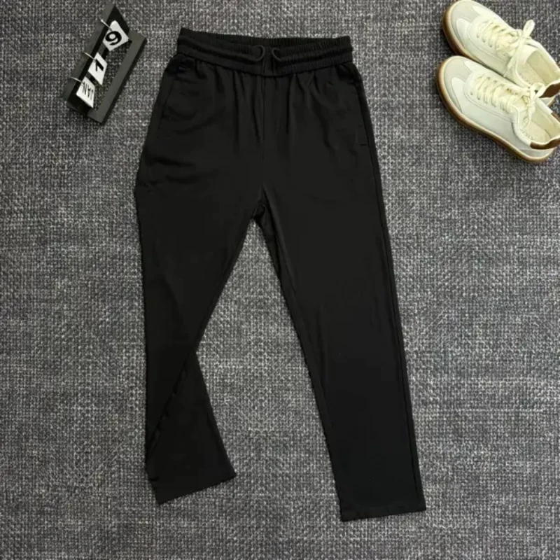 男士夏季水晶垂感纯色潮流时尚百搭舒适男士时尚速干休闲裤速干布