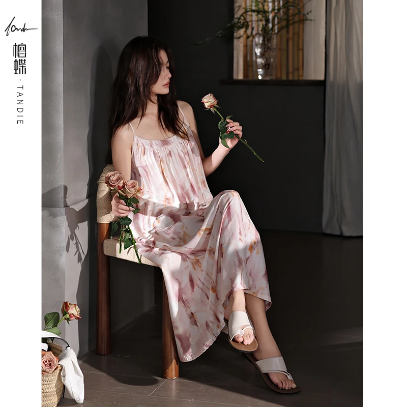 【带胸垫】檀蝶睡衣女2025年新款夏季吊带睡裙夏天吊带睡裙带胸垫