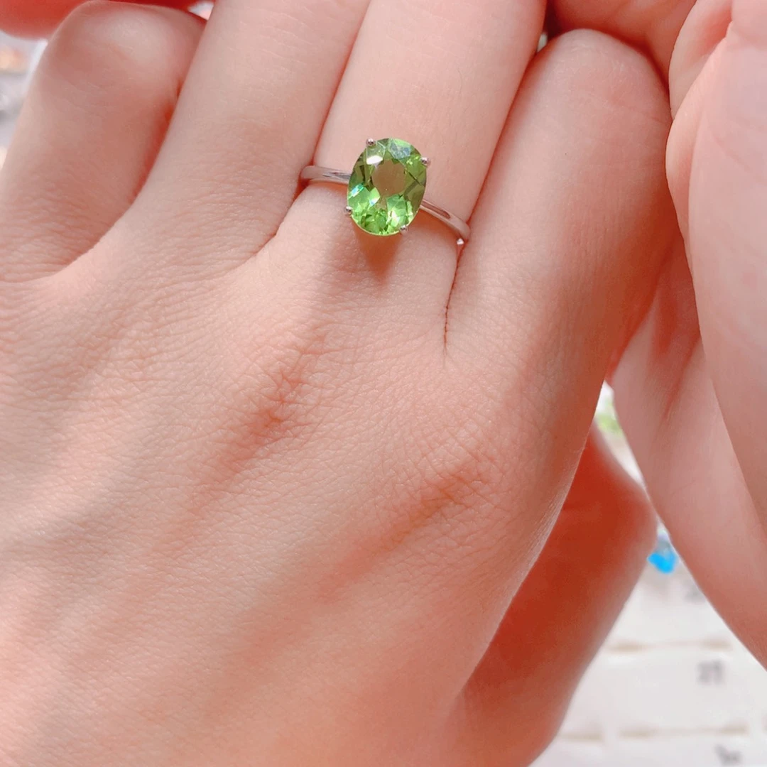 橄榄石戒指银S925镶嵌