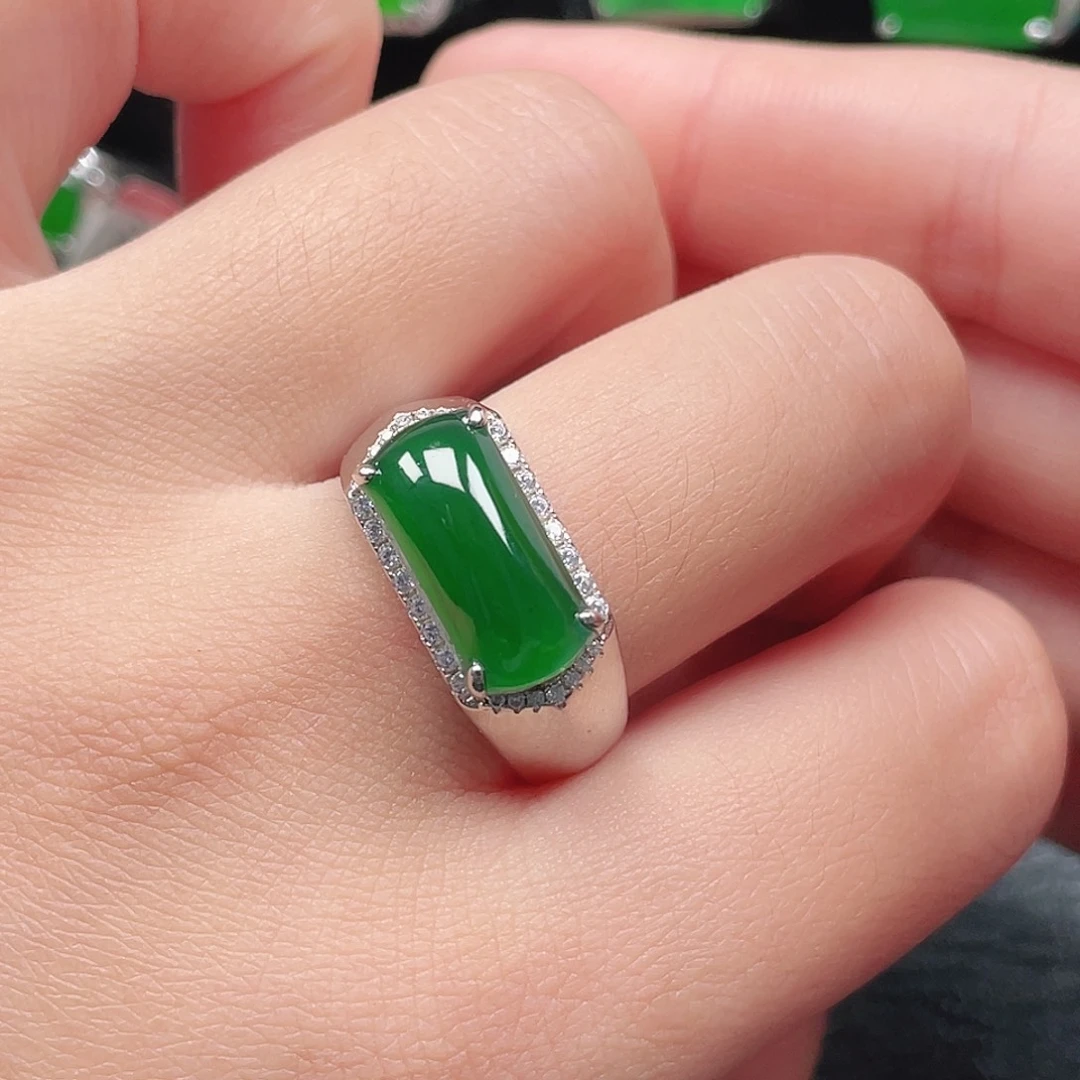 翡翠银S925镶嵌戒指没有运费险3717