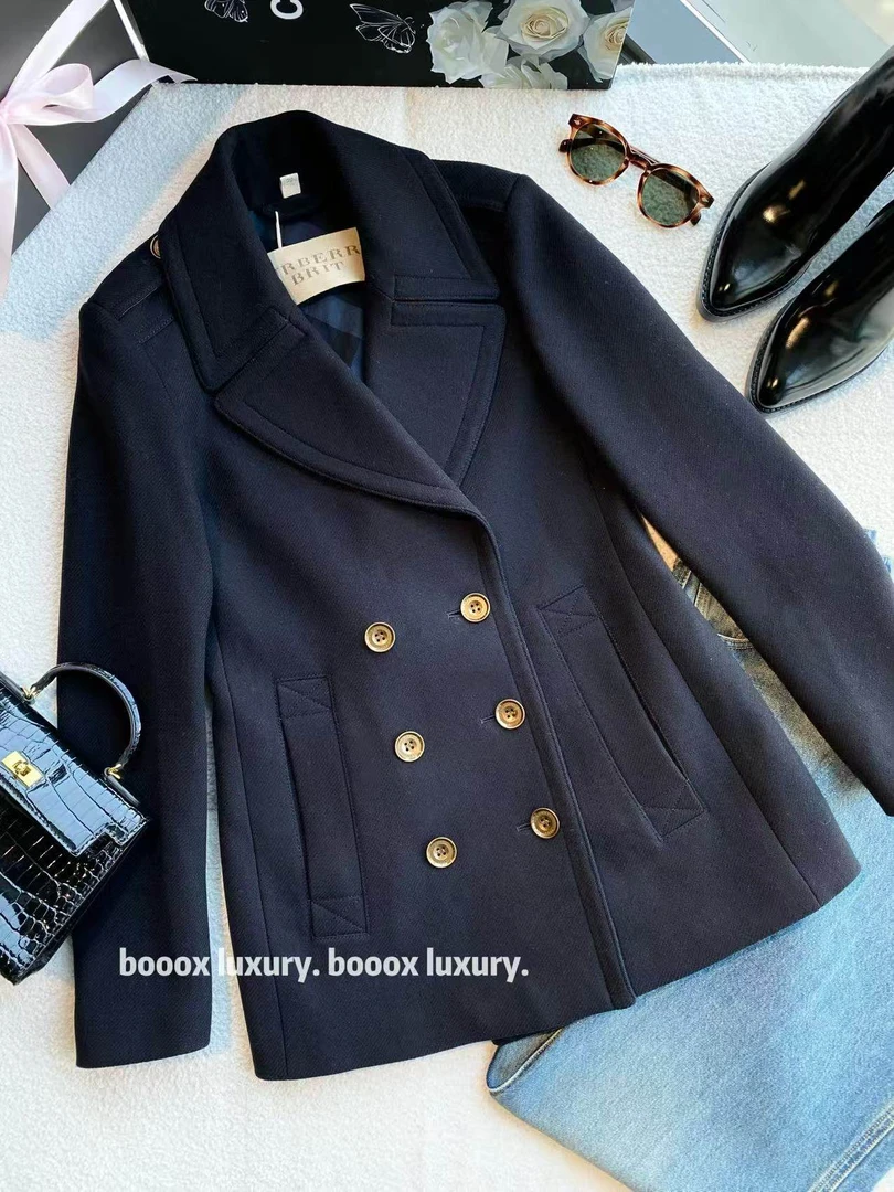 95新 BURBERRY/博柏利 xw161 羊毛 双排扣羊毛大衣外套 38码