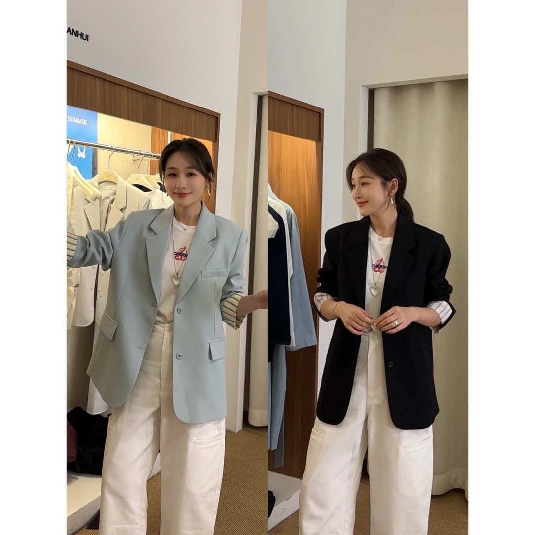 【NO退NO换】J-19363#高级设计感小众休闲显瘦西装外套（福利）