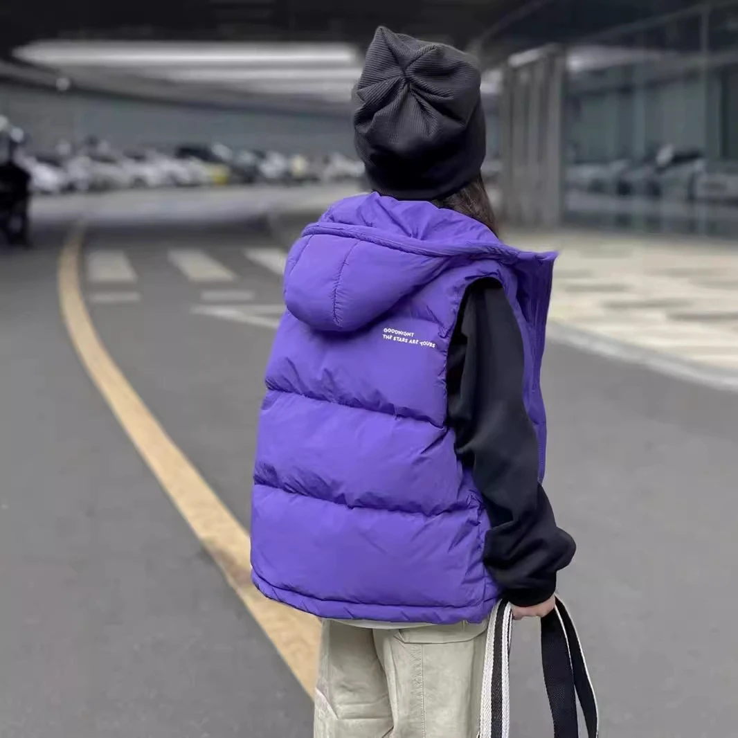 巴拉巴拉男孩女孩2025儿童棉马甲男女童保暖连帽中大童加厚背适用