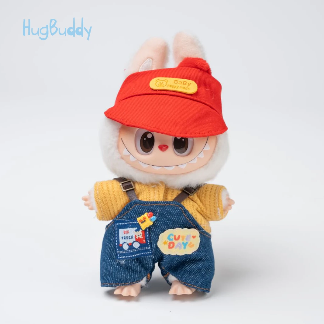 labubu坐坐派对娃衣泡泡玛特拉布布1/2/3代玩偶挂件15cm衣服套装