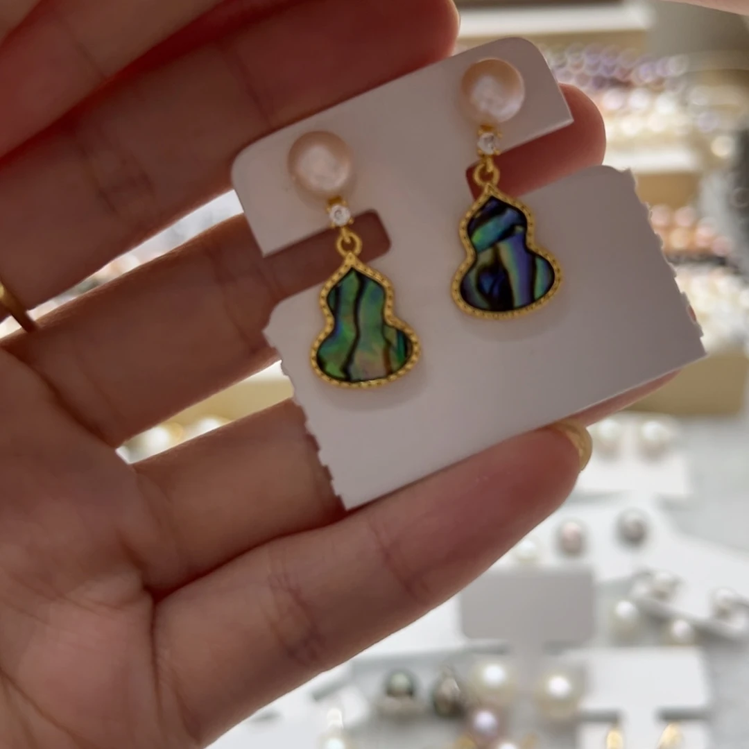 银S925镶嵌耳饰淡水珍珠