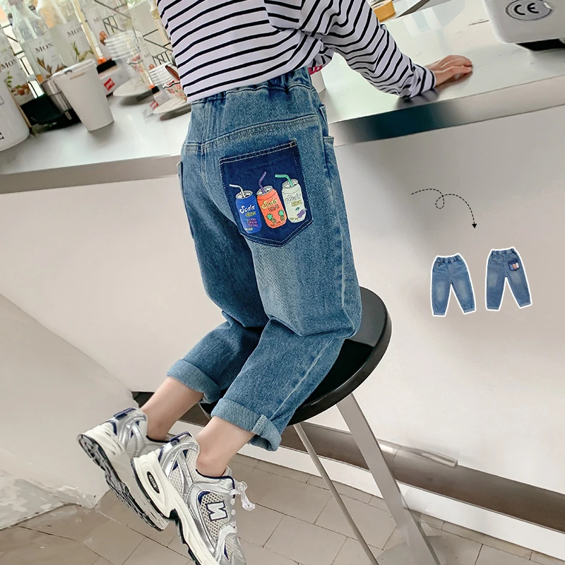 女童裤子春秋款2025新款秋装牛仔裤小女孩洋气童装网红休闲裤-YGG