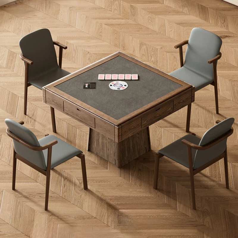 牌友全自动掼蛋专用发牌机新中式实木降噪两用洗牌桌子德州扑克机