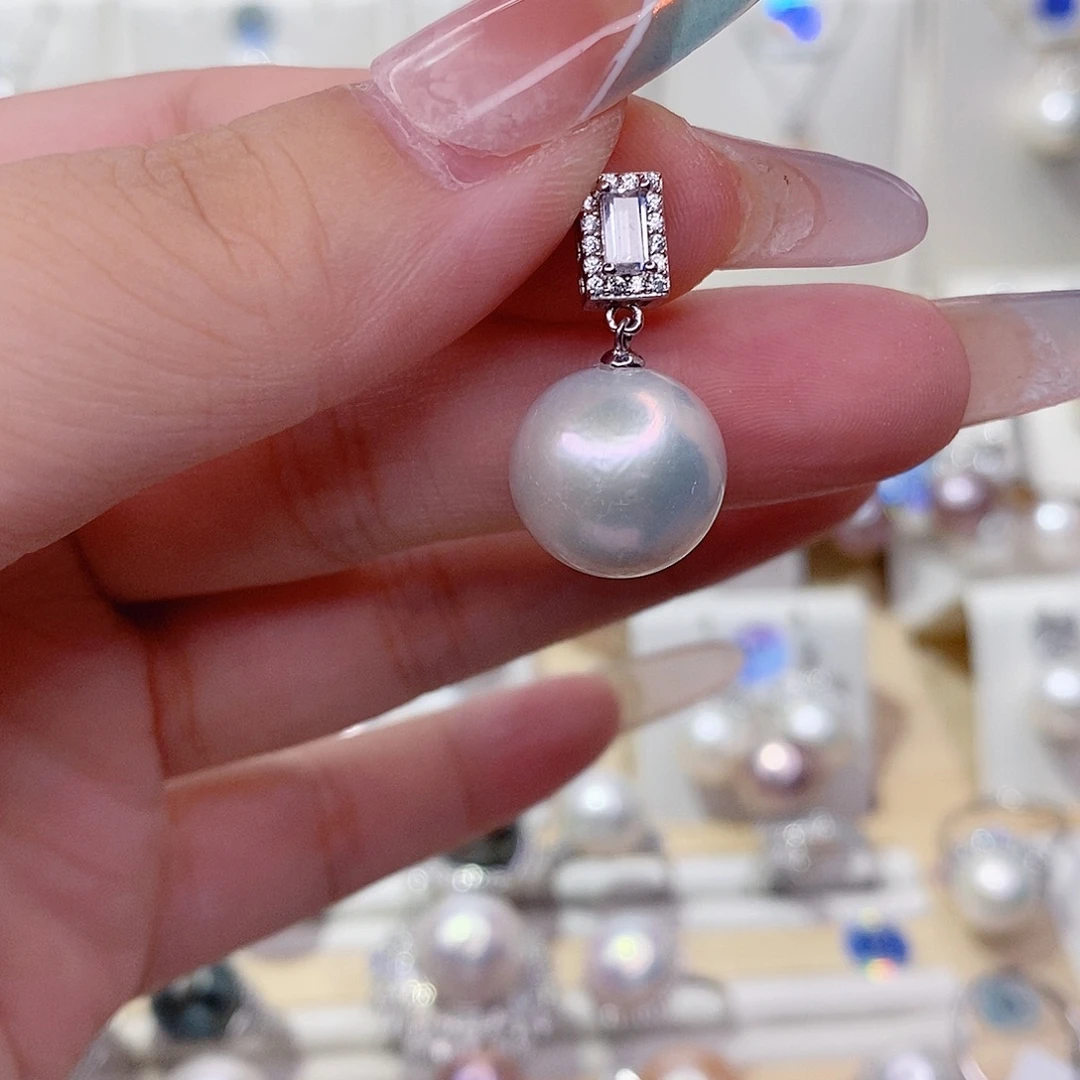 淡水珍珠银S925镶嵌吊坠(赠链)13➕