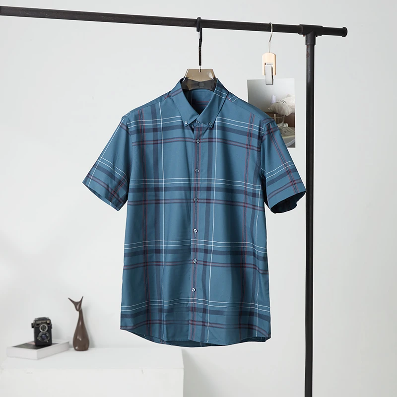 特！凉感柔垂！线下订单！夏季新款格子短袖衬衫 H4899 男装 C18