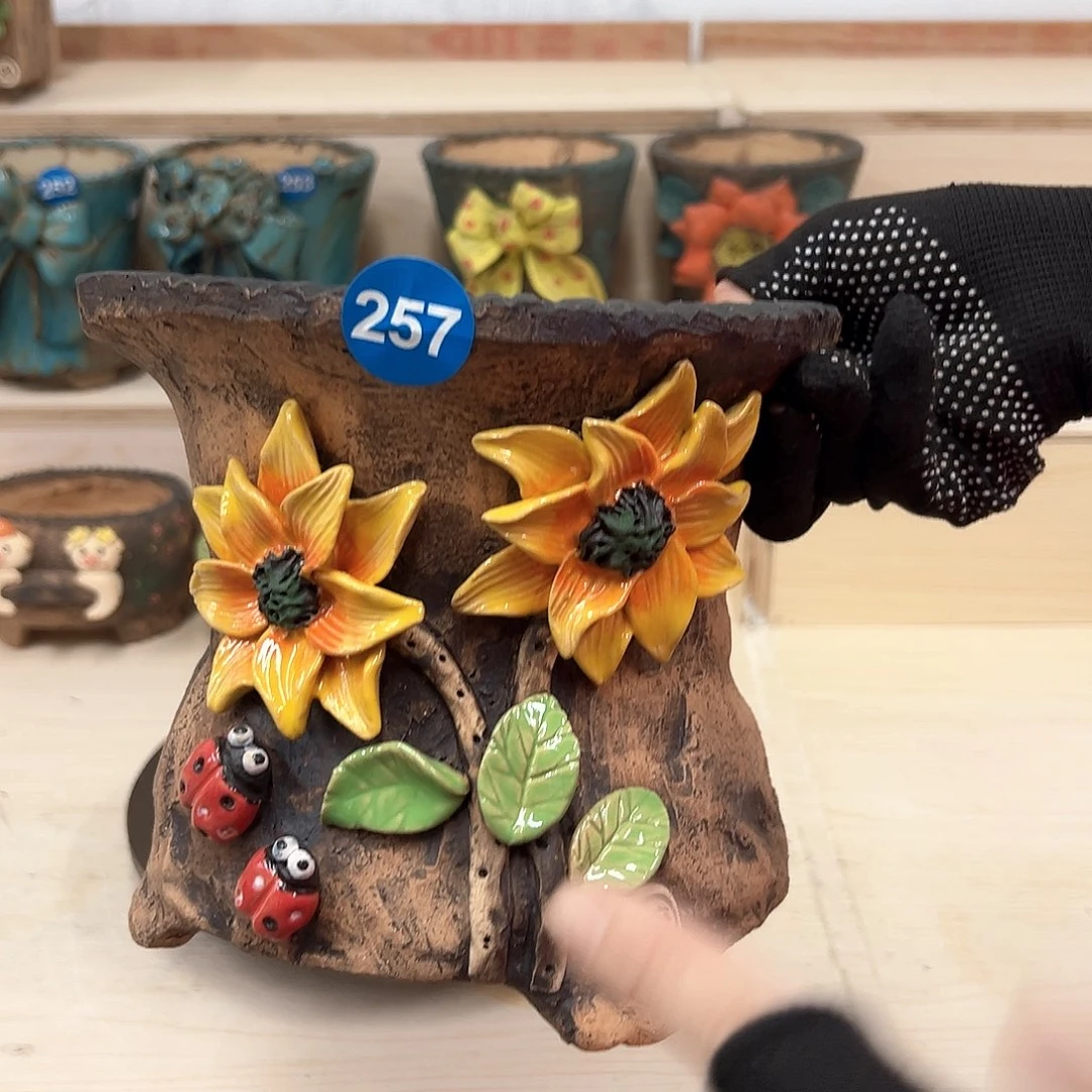 紫砂花盆257号微瑕内口17外高17