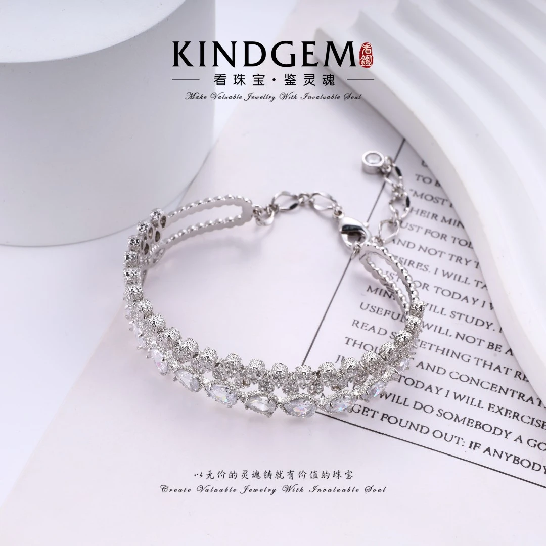 铜合金合成锆石手镯 简约精致时尚经典轻奢百搭开口手镯 C-33729