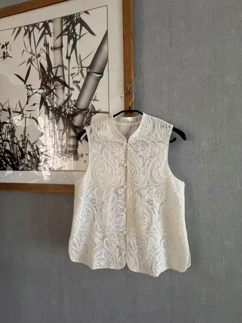 彩薇推荐  新款镂空夏款小立领马甲