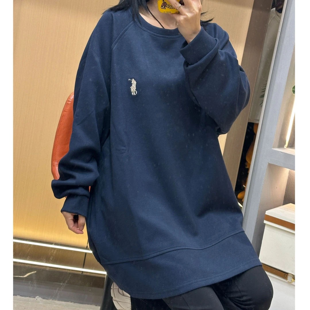 2024年秋季新款时尚大码中长款休闲T恤显瘦百搭圆领波浪上衣