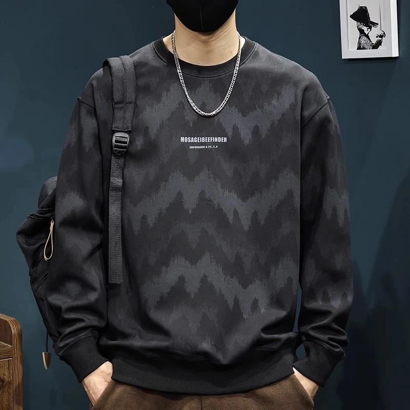 Cebrodz2025春秋新款潮牌印花卫衣男圆领宽松加大码休闲