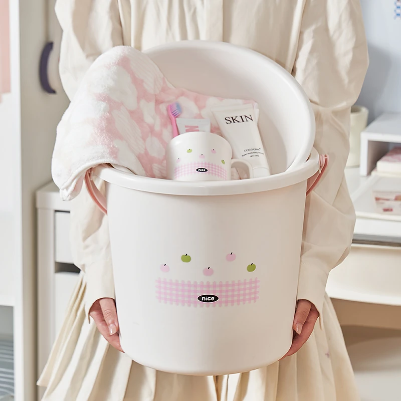 【五件套】多巴胺波点洗漱套装开学宿舍水桶口杯洗衣桶脸盆浴篮加厚