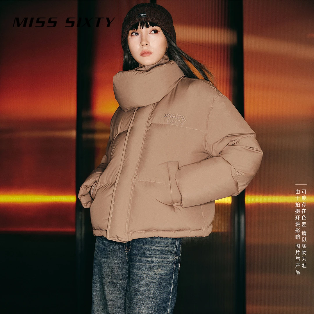 Miss Sixty秋季新款羽绒服女围脖领简约短款显瘦外套面包服