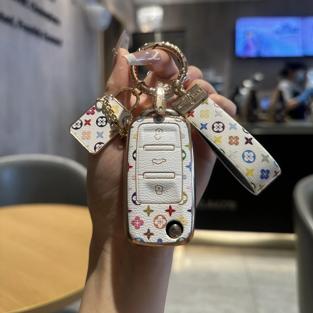 【大众】高档TPU大众汽车钥匙包通用女款印花宝来探岳X迈腾途观朗逸