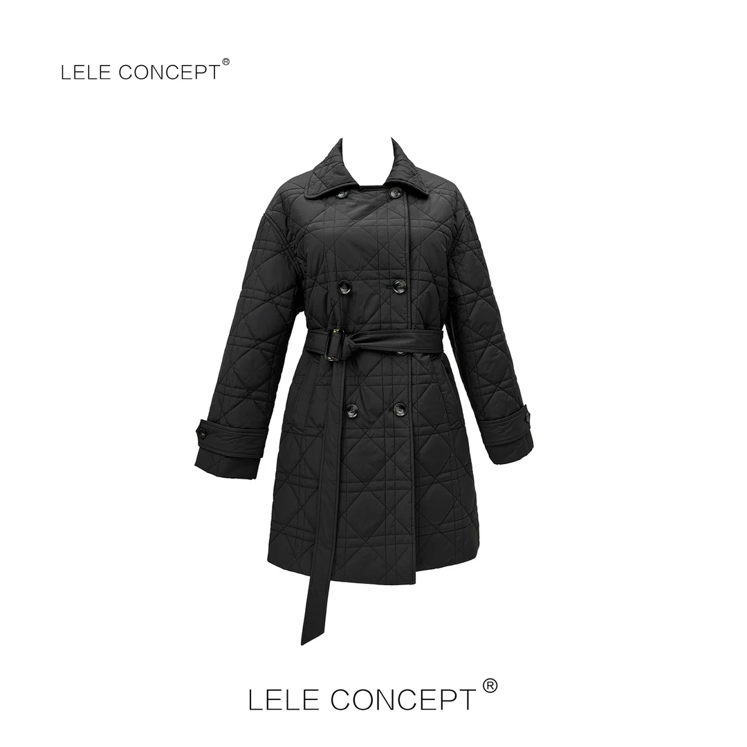 LELE CONCEPT |「夭夭」时尚气质百搭腰带款压格棉服Y0462