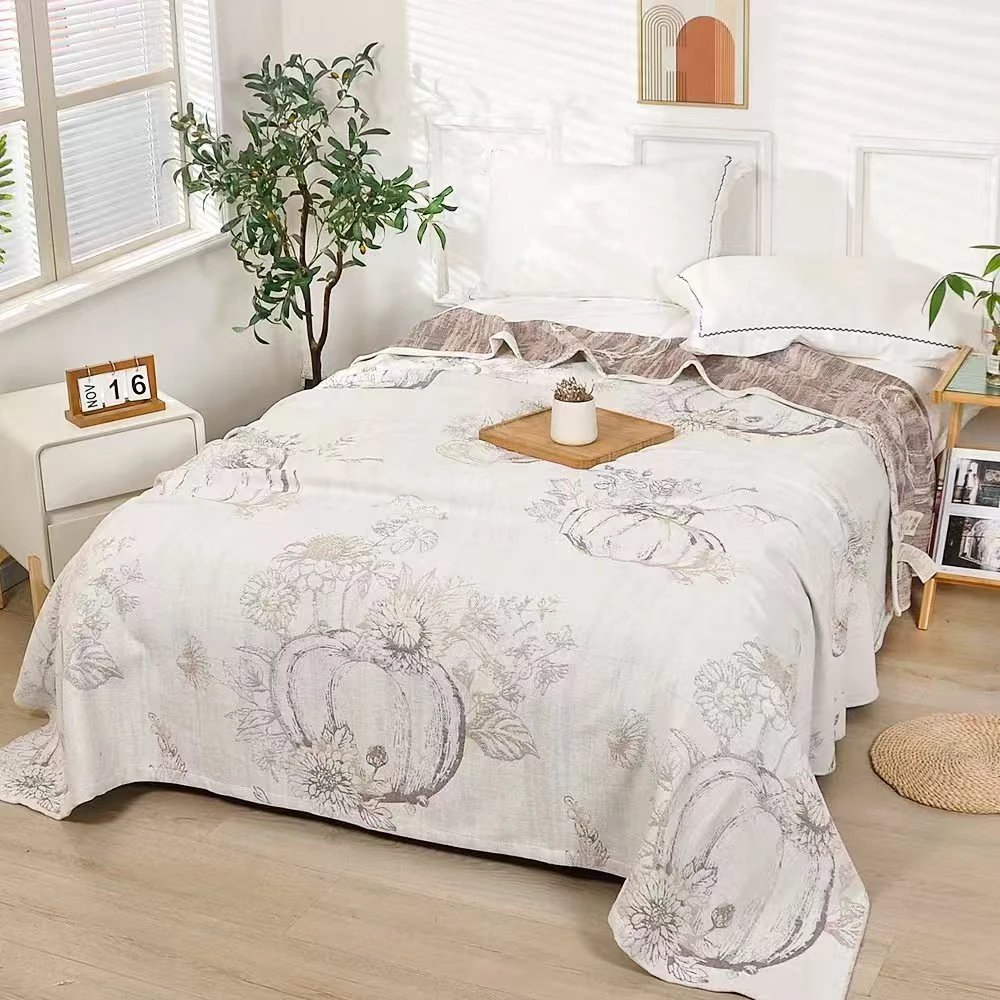 （织锦）诺曼底黄金双雨露麻色织提花床盖夏凉被被子印花210*240