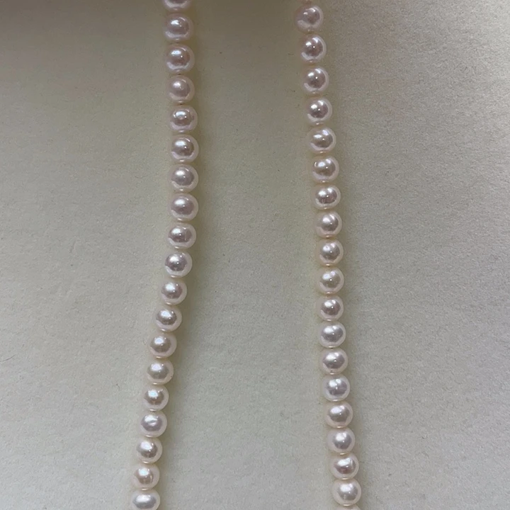 淡水珍珠银S925镶嵌颈饰卡5-6极光白炫彩