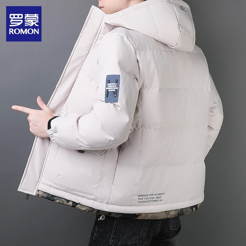 罗蒙棉服男士2025年冬季新款加厚保暖棉袄子休闲连帽棉衣外套男装