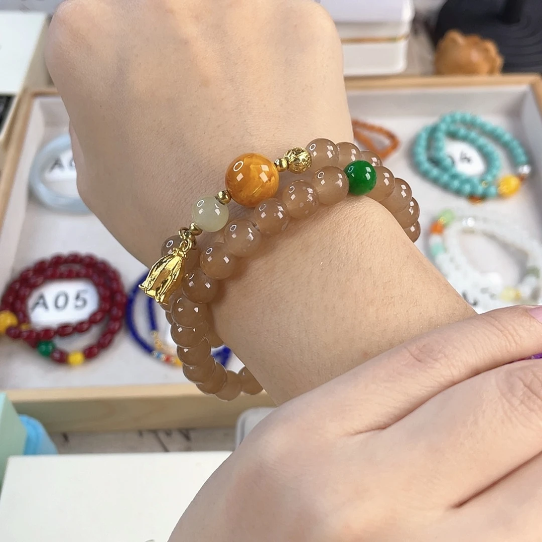 针钠钙石手饰银S925镀金镶嵌