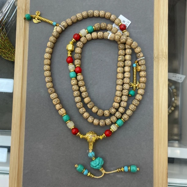 WM045星月菩提桶形项链配松