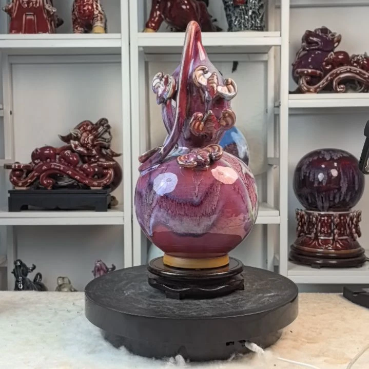 摆件钧瓷摆件神後鎮鈞瓷