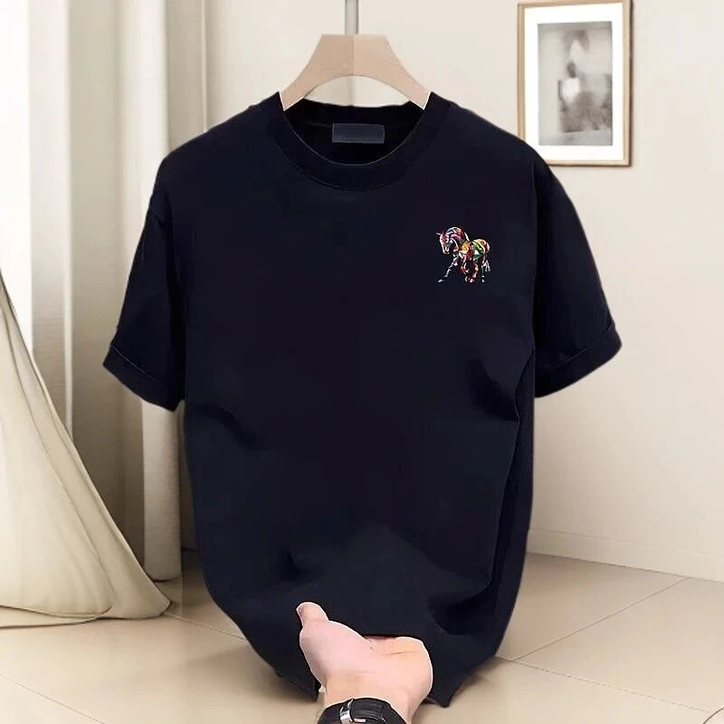 仓石一树潮牌宽松黑色短袖T恤男士2025夏季新款百搭半袖情侣上衣