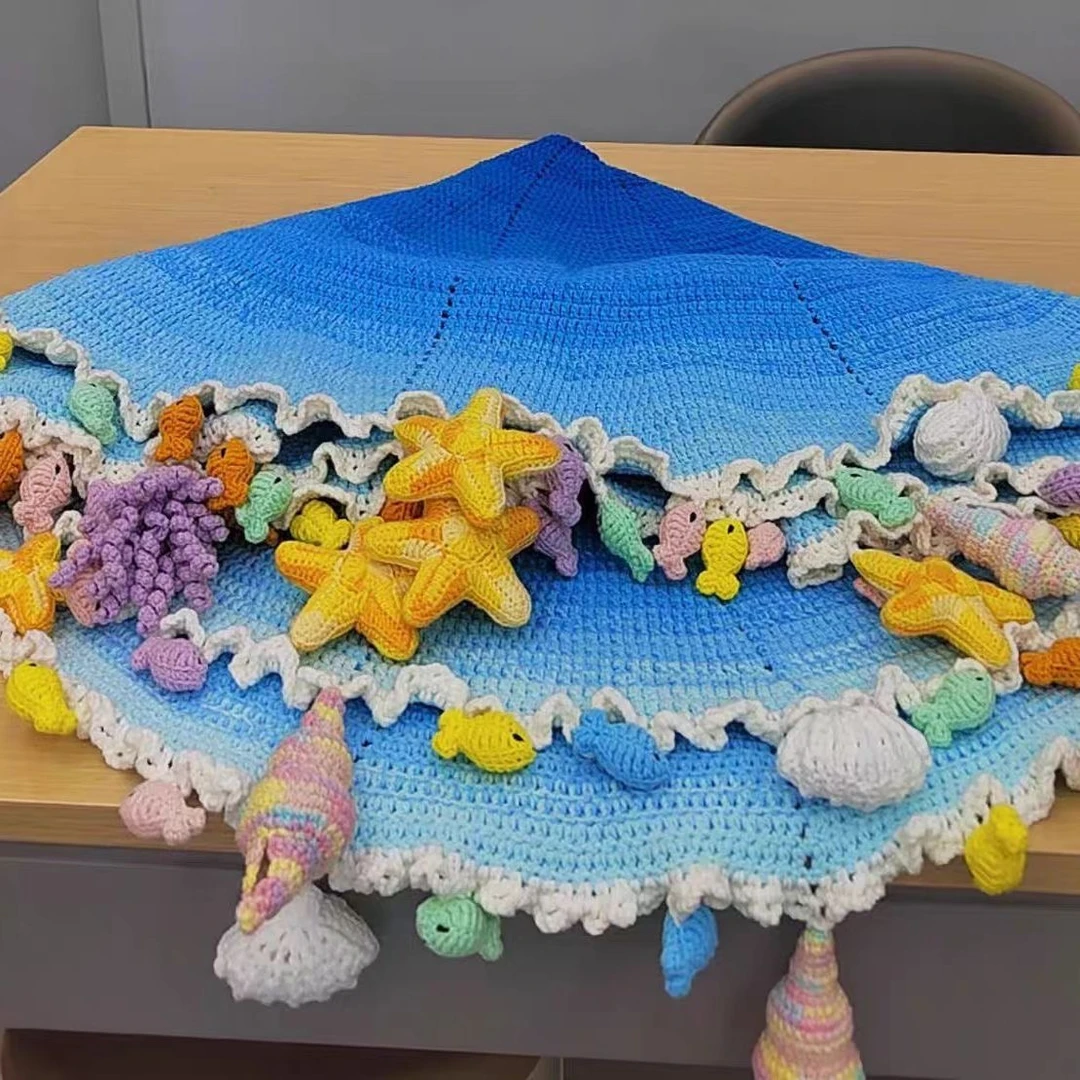 海洋毯子花束毯子材料包渐变色海洋世界手工 diy生日礼物送女朋友