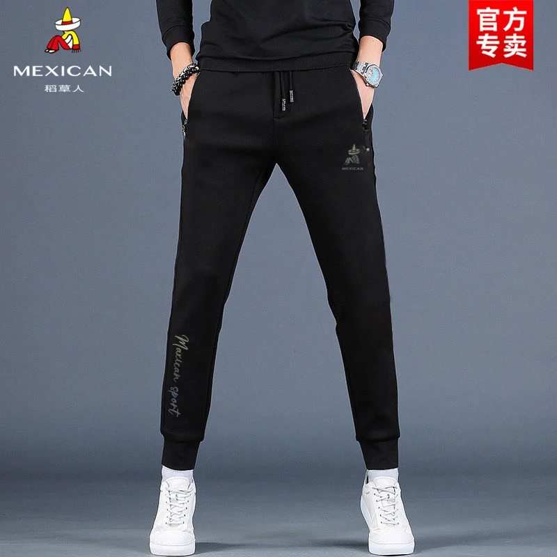 稻草人裤子男春秋裤子休闲裤束脚修身韩版百搭潮流加厚运动长裤