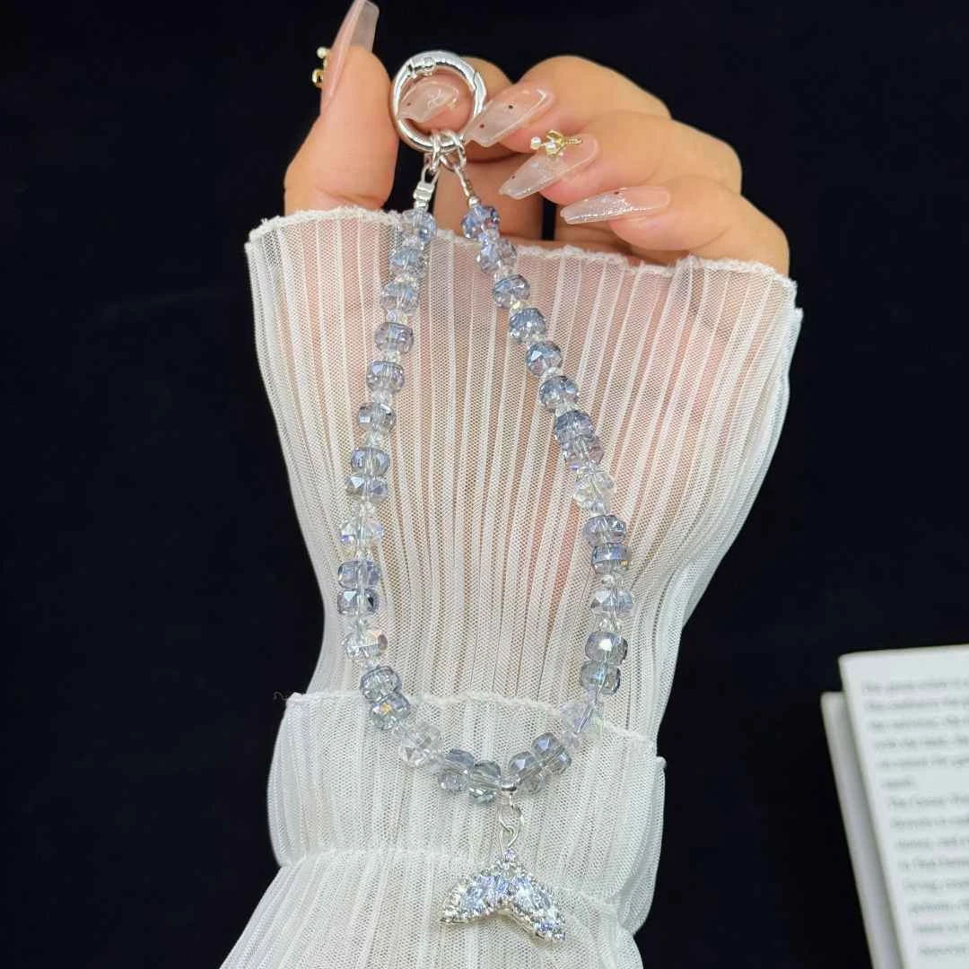 鱼尾手机链挂绳串珠手机链链条斜挎链包链条手机挂件长链手提防丢