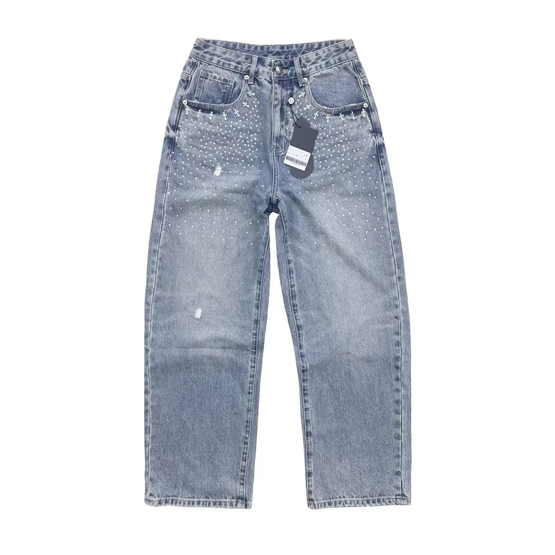 【6735】高定版RIMIX轻奢牛仔裤百搭时尚直筒男女同款蓝色宽松