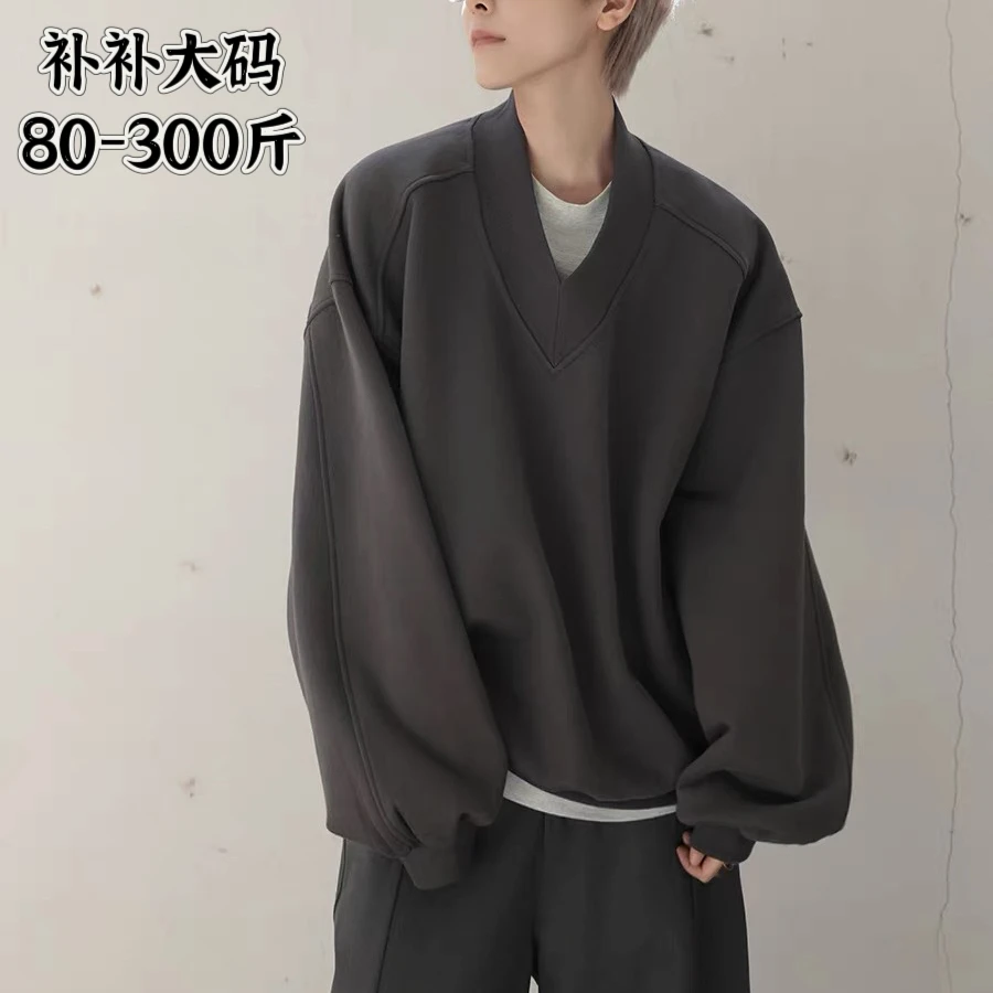 300斤卫衣男大码男士圆领卫衣休闲百搭美式男款宽松长袖春秋T恤