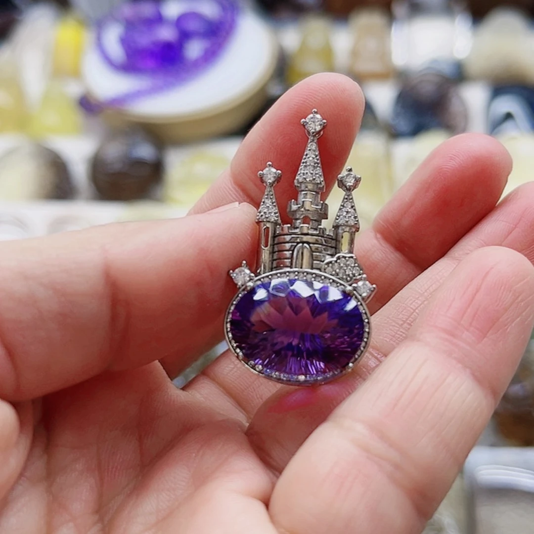 【闪购商品】水晶吊坠紫水晶银S925镶嵌