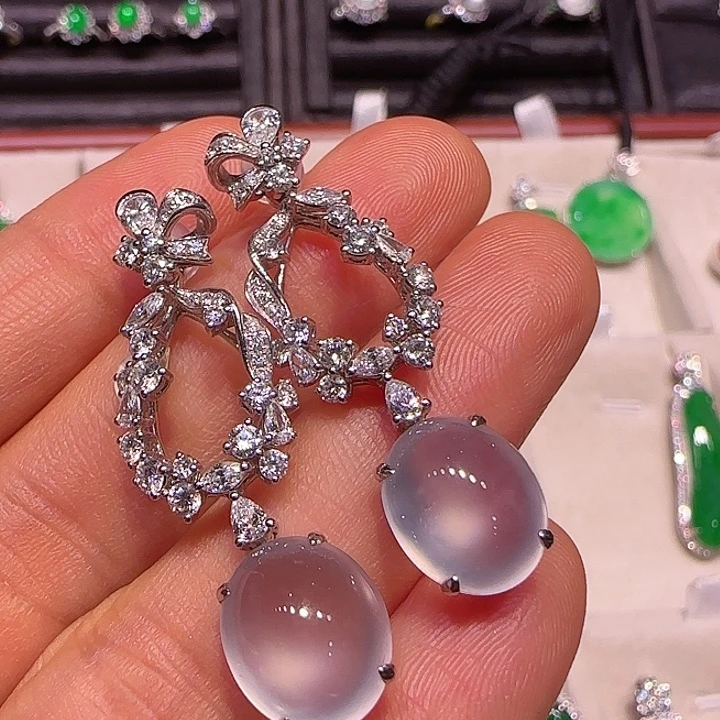 翡翠耳坠18K金镶嵌耳坠